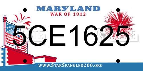 5CE1625 Maryland License Plate