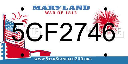 5CF2746 Maryland License Plate
