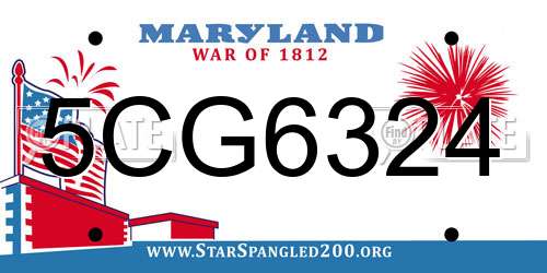 5CG6324 Maryland License Plate