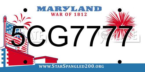 5CG7777 Maryland License Plate