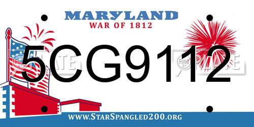 5CG9112 Maryland License Plate