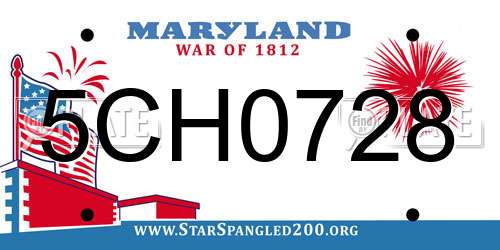 5CH0728 Maryland License Plate