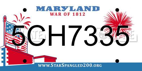 5CH7335 Maryland License Plate