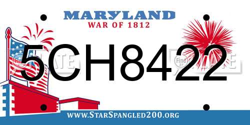 5CH8422 Maryland License Plate
