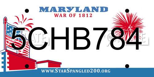 5CHB784 Maryland License Plate