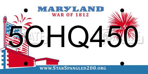 5CHQ450 Maryland License Plate