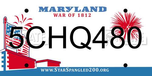 5CHQ480 Maryland License Plate