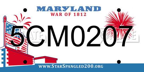 5CM0207 Maryland License Plate
