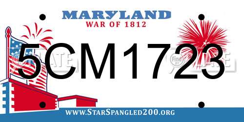 5CM1723 Maryland License Plate