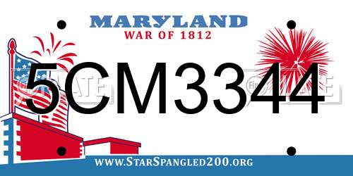 5CM3344 Maryland License Plate