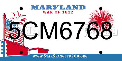 5CM6768 Maryland License Plate