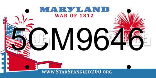 5CM9646 Maryland License Plate
