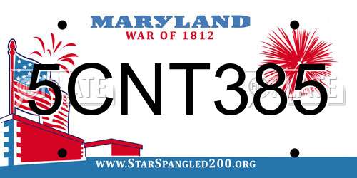 5CNT385 Maryland License Plate