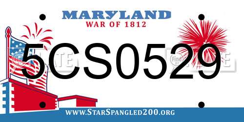 5CS0529 Maryland License Plate