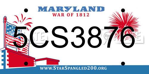 5CS3876 Maryland License Plate