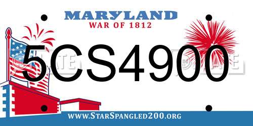 5CS4900 Maryland License Plate