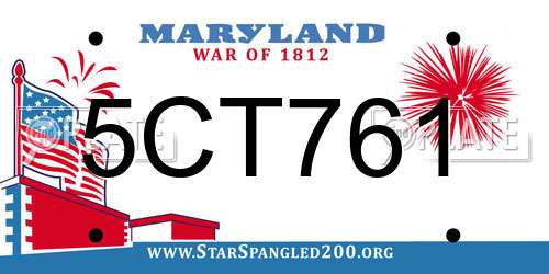5CT761 Maryland License Plate