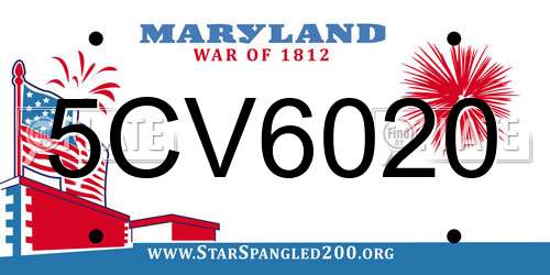 5CV6020 Maryland License Plate