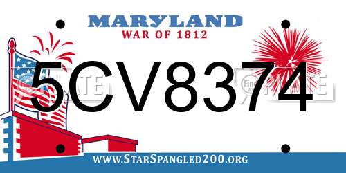 5CV8374 Maryland License Plate