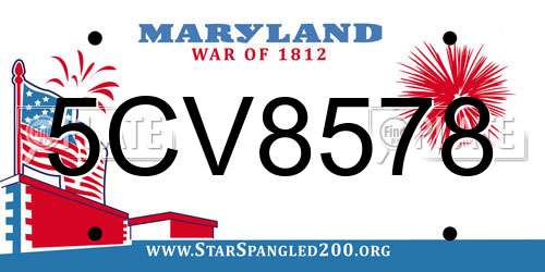 5CV8578 Maryland License Plate