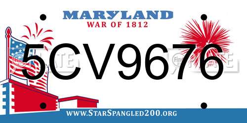 5CV9676 Maryland License Plate
