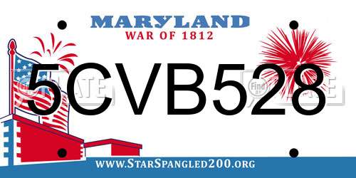 5CVB528 Maryland License Plate