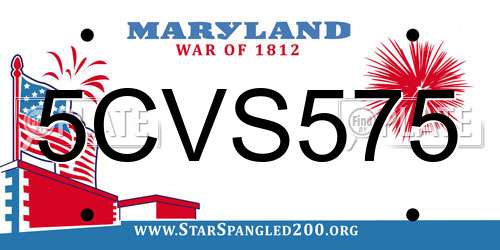5CVS575 Maryland License Plate