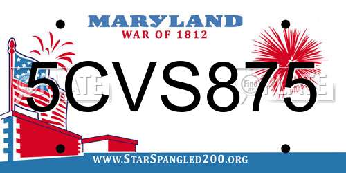 5CVS875 Maryland License Plate