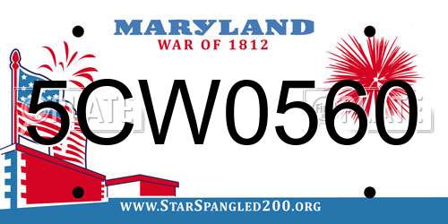 5CW0560 Maryland License Plate