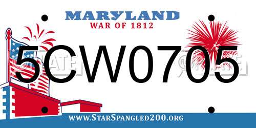 5CW0705 Maryland License Plate