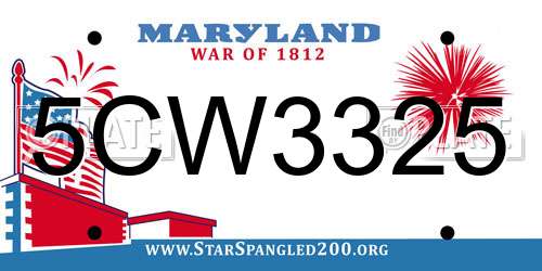 5CW3325 Maryland License Plate