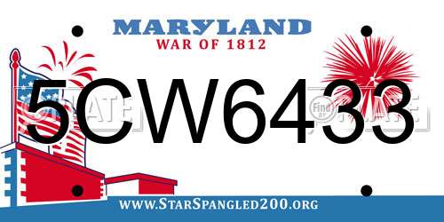 5CW6433 Maryland License Plate