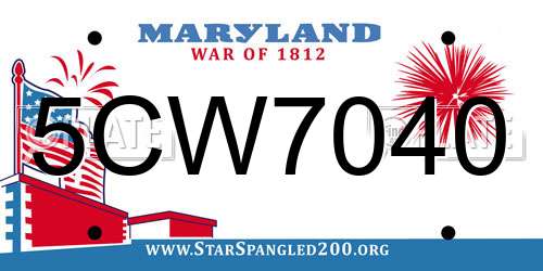 5CW7040 Maryland License Plate