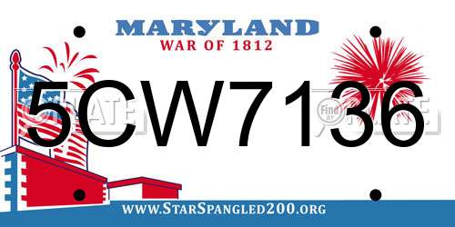 5CW7136 Maryland License Plate