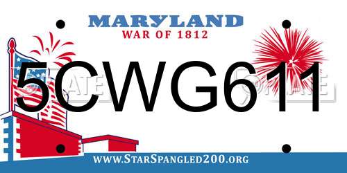 5CWG611 Maryland License Plate