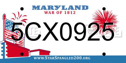 5CX0925 Maryland License Plate