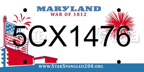 5CX1476 Maryland License Plate