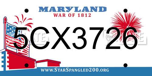 5CX3726 Maryland License Plate
