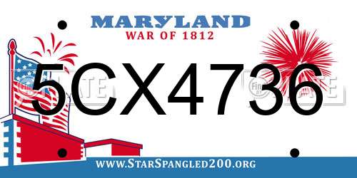 5CX4736 Maryland License Plate