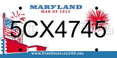 5CX4745 Maryland License Plate