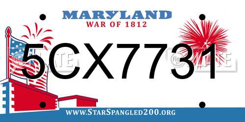 5CX7731 Maryland License Plate