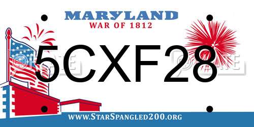 5CXF28 Maryland License Plate