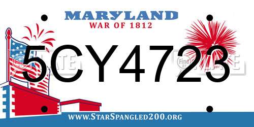 5CY4723 Maryland License Plate