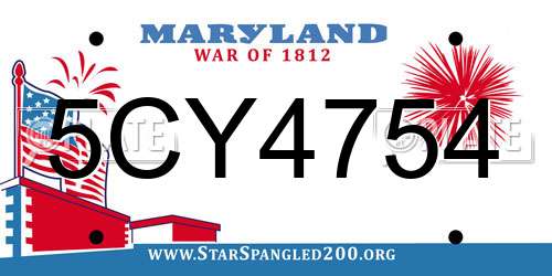 5CY4754 Maryland License Plate