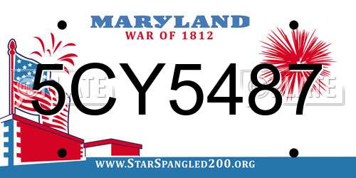 5CY5487 Maryland License Plate