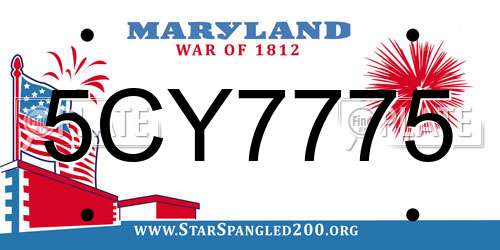 5CY7775 Maryland License Plate