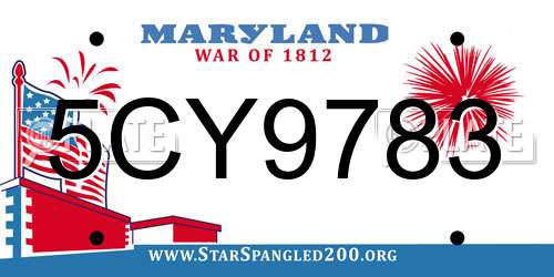 5CY9783 Maryland License Plate