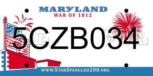 5CZB034 Maryland License Plate