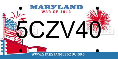 5CZV40 Maryland License Plate