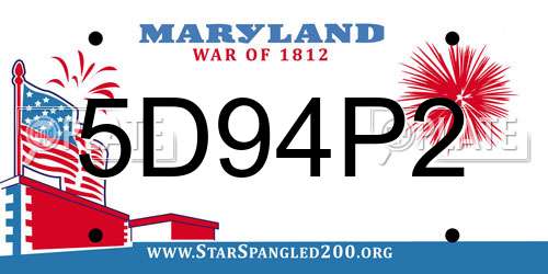 5D94P2 Maryland License Plate